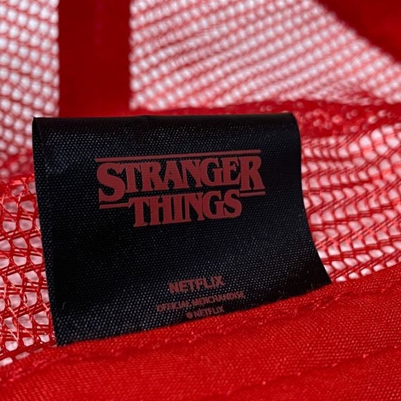 Netflix STRANGER THINGS Trucker Hat Red White Retro Style Mesh Snapback - Picture 9 of 9